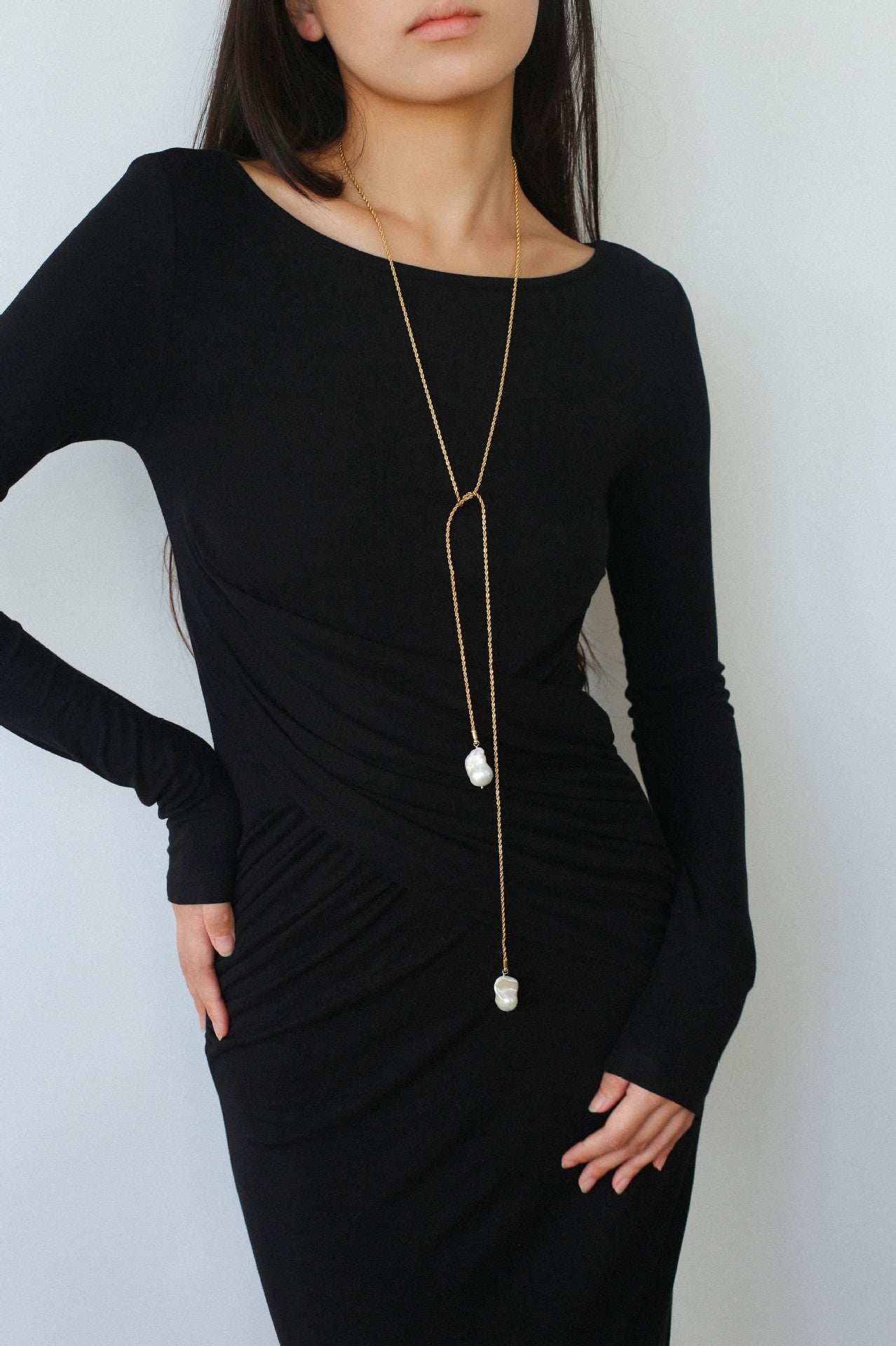 Long Twisted Chain Vintage Baroque Pendant Necklace - floysun