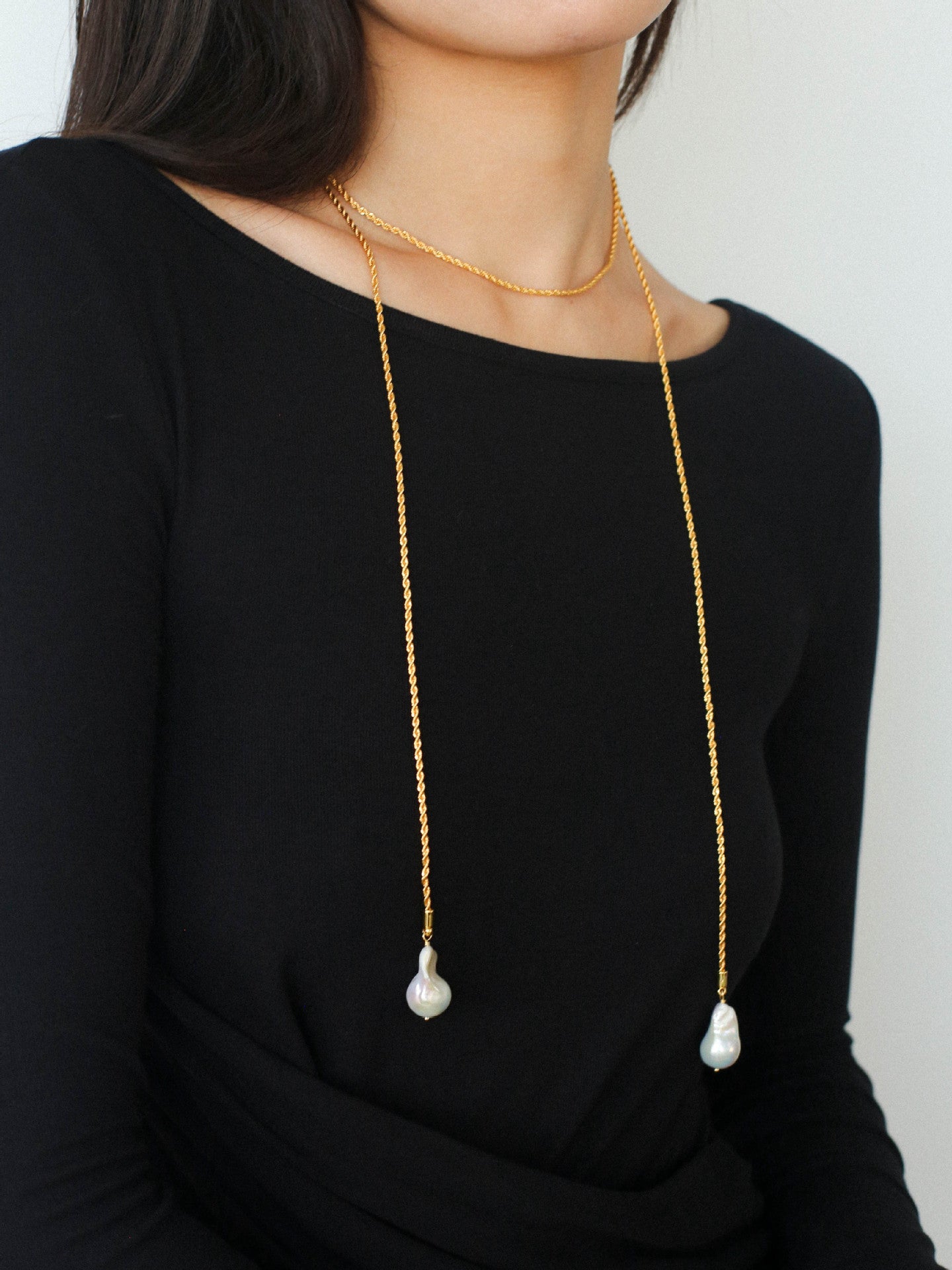 Long Twisted Chain Vintage Baroque Pendant Necklace - floysun