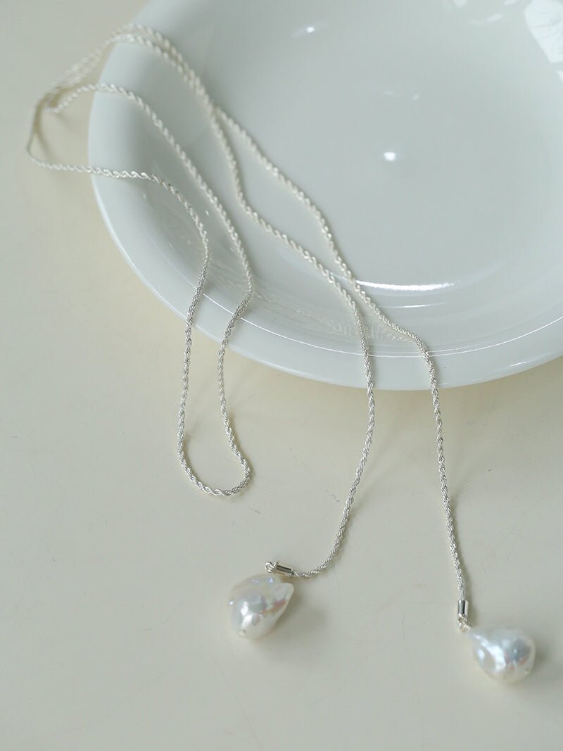 Long Twisted Chain Vintage Baroque Pendant Necklace - floysun