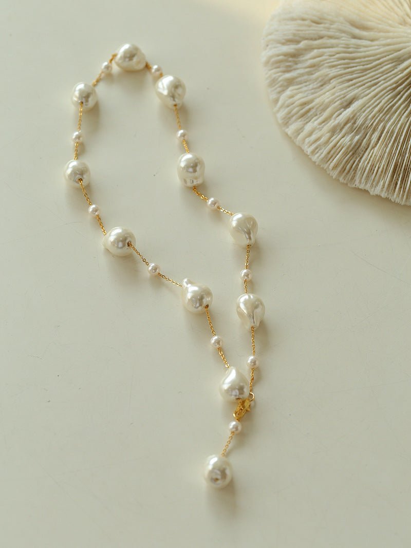 Long Y - shaped Faux Baroque Chain Necklace - floysun