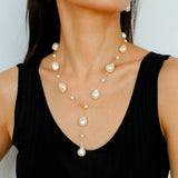 Long Y - shaped Faux Baroque Chain Necklace - floysun