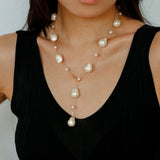 Long Y - shaped Faux Baroque Chain Necklace - floysun
