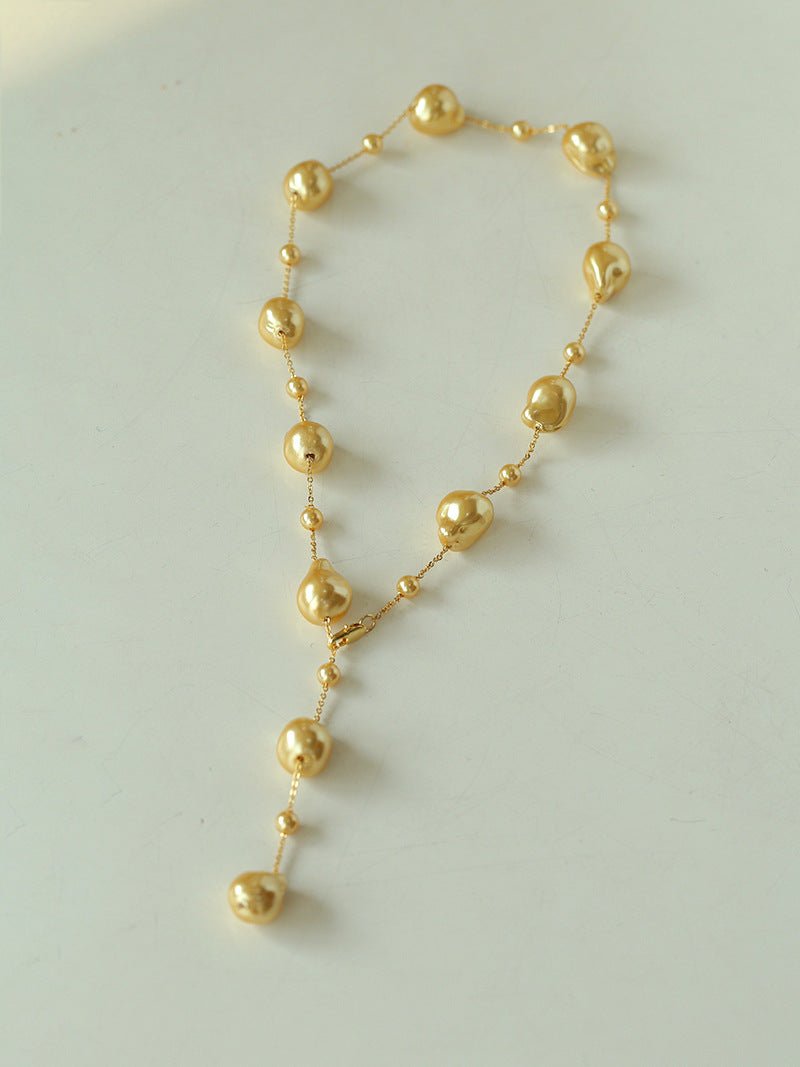 Long Y - shaped Faux Baroque Chain Necklace - floysun