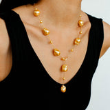 Long Y - shaped Faux Baroque Chain Necklace - floysun
