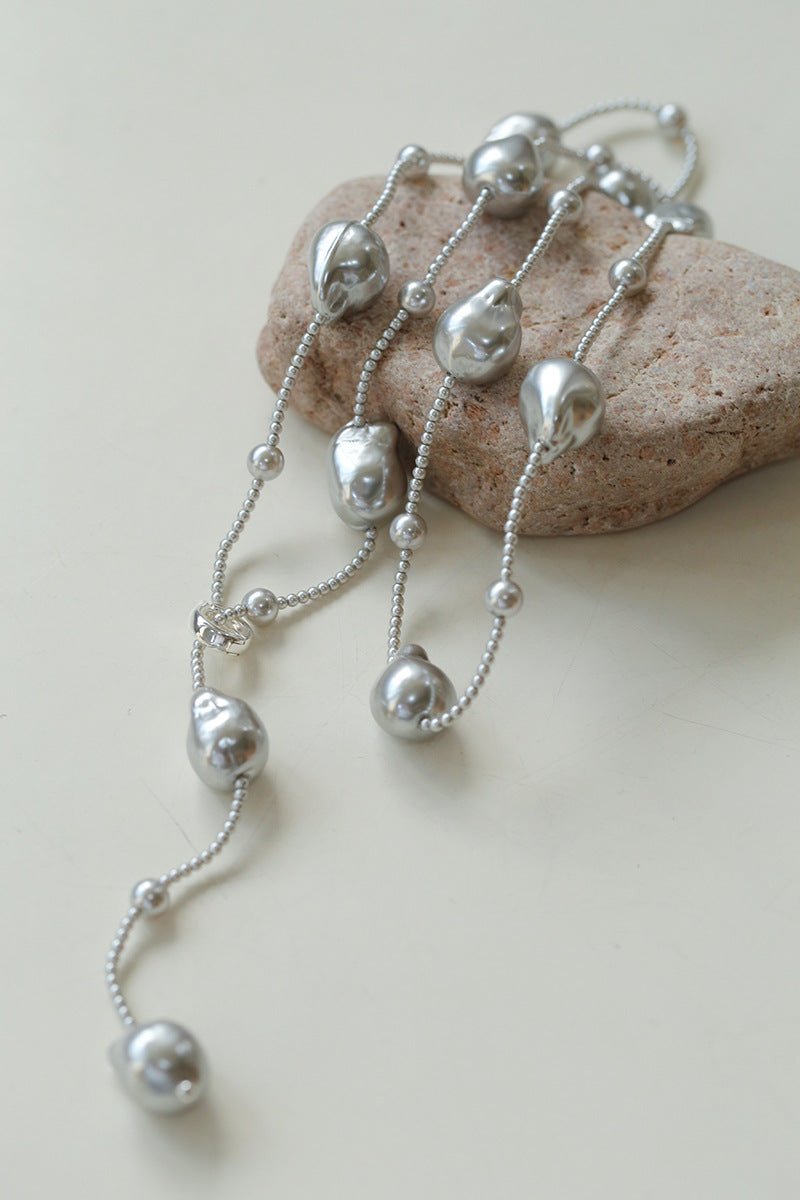 Long Y - shaped Faux Baroque Chain Necklace - floysun