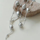Long Y - shaped Faux Baroque Chain Necklace - floysun