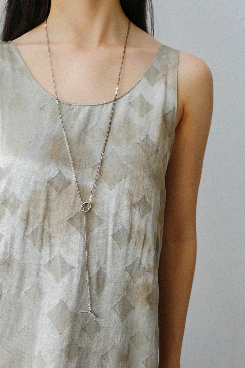 Long Y - shaped Necklace with Multi - Element Gemstones - floysun