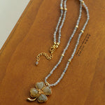 Lucky Clover Labradorite Charm Necklace - floysun