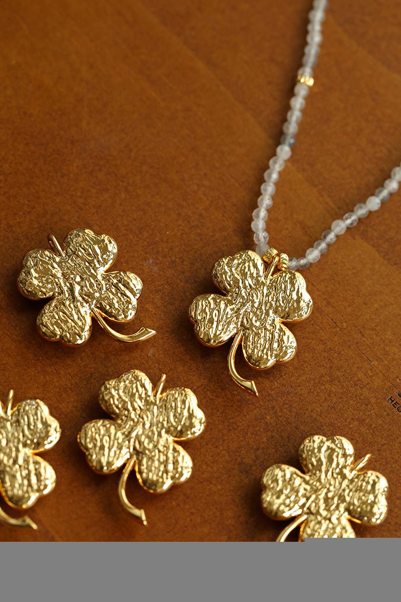 Lucky Clover Labradorite Charm Necklace - floysun