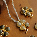Lucky Clover Labradorite Charm Necklace - floysun
