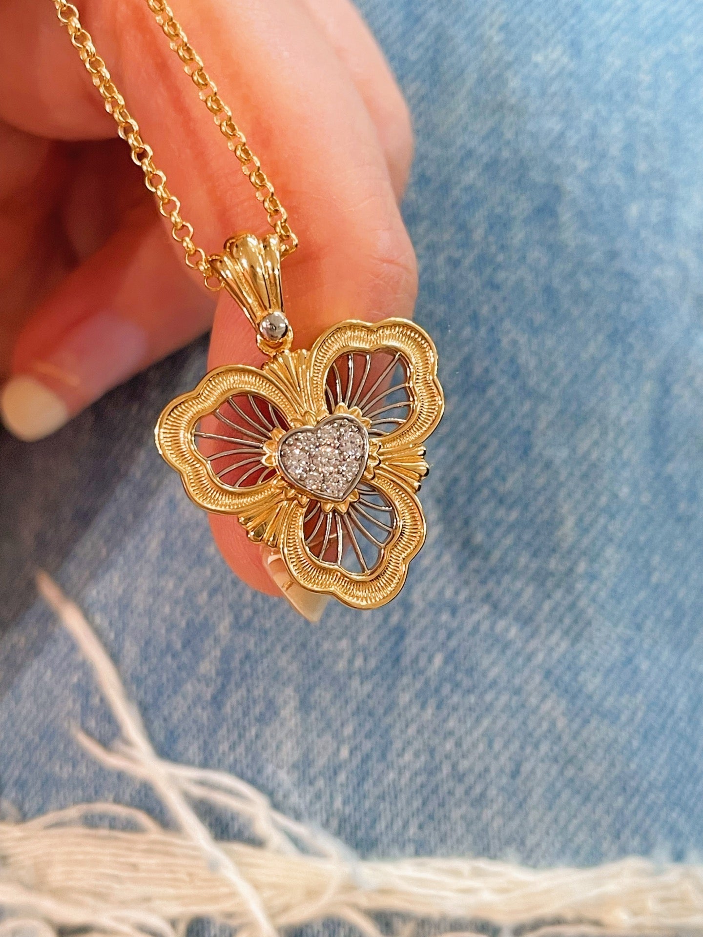 Lucky Clover Opera Heart Necklace - floysun