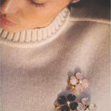 Lucky Clover White Crystal Brooch - floysun