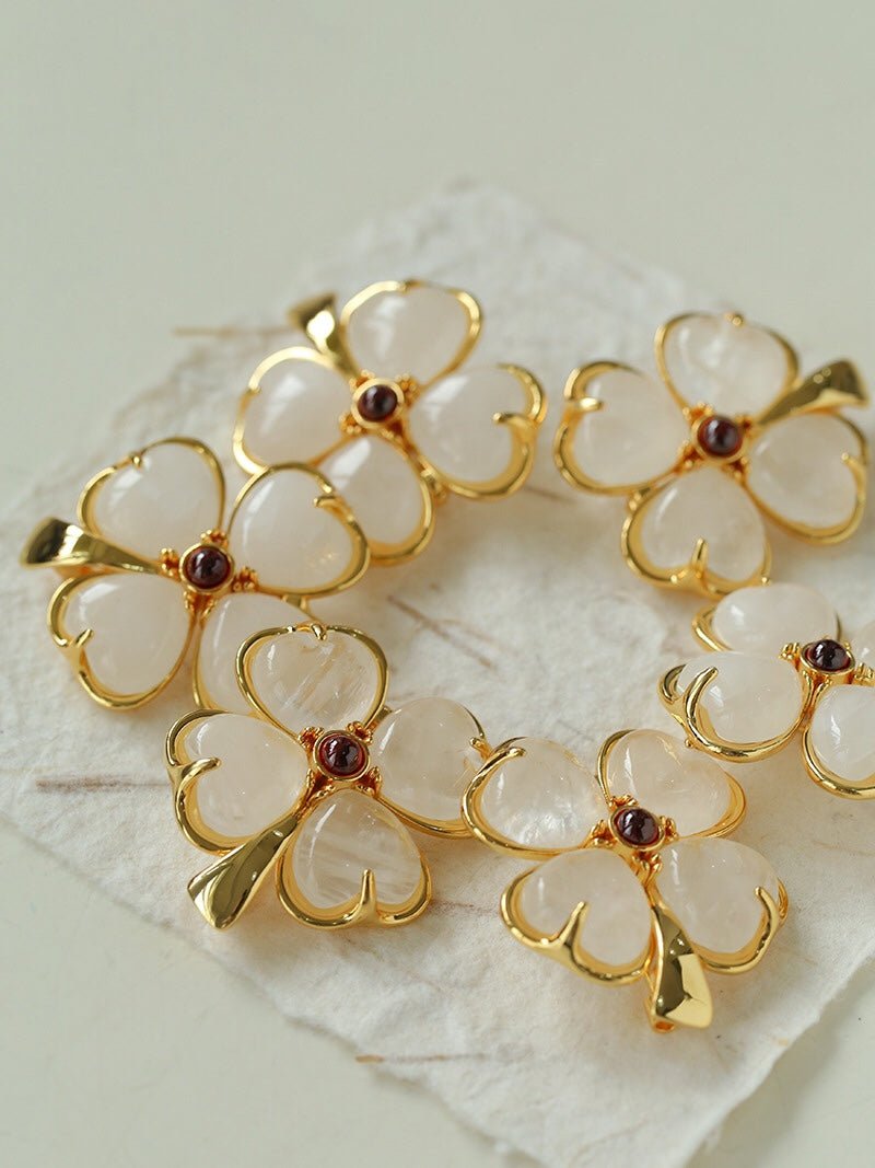 Lucky Clover White Crystal Brooch - floysun