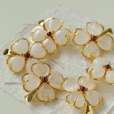 Lucky Clover White Crystal Brooch - floysun