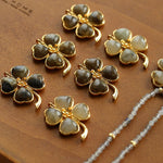 Lucky Four - leaf Clover Labradorite Charm Necklace - floysun