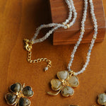 Lucky Four - leaf Clover Labradorite Charm Necklace - floysun