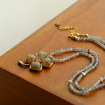 Lucky Four - leaf Clover Labradorite Charm Necklace - floysun