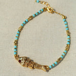 Lucky Little Fish Bracelet Turquoise Beads or Pink Cord - floysun