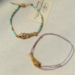 Lucky Little Fish Bracelet Turquoise Beads or Pink Cord - floysun