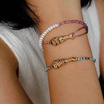 Lucky Little Fish Bracelet Turquoise Beads or Pink Cord - floysun