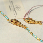 Lucky Little Fish Bracelet Turquoise Beads or Pink Cord - floysun