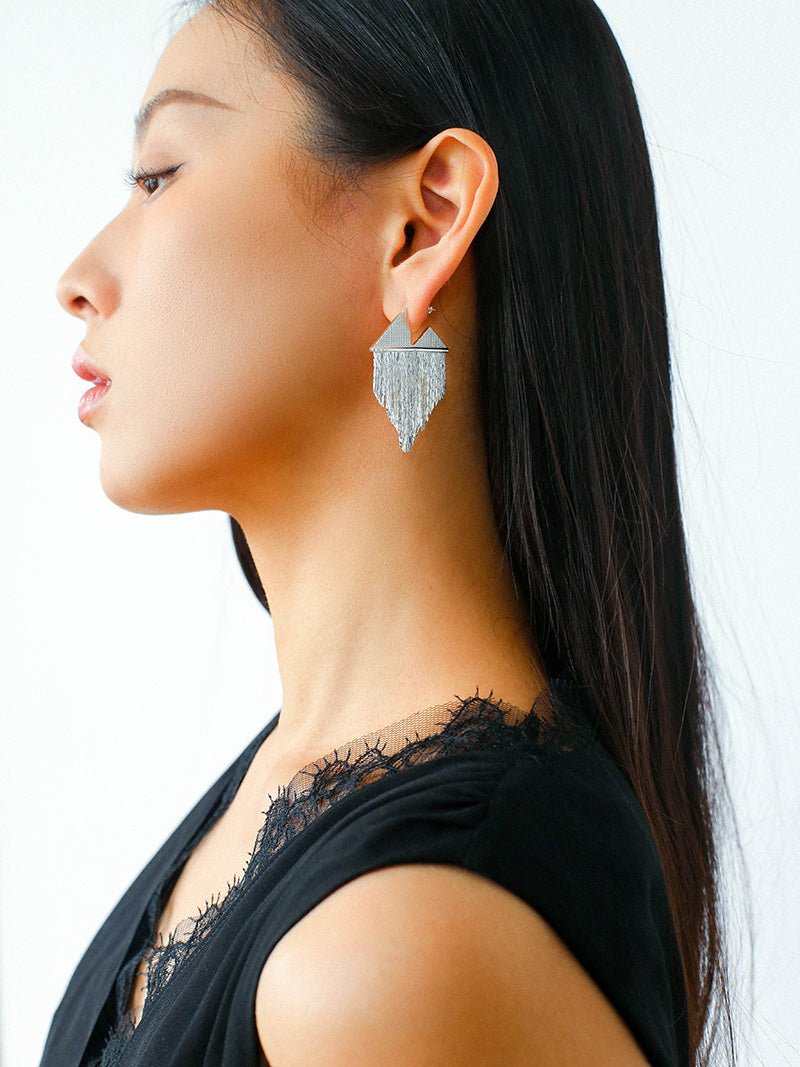 Luminous Series Shimmering Diamond Tassel Earrings - floysun