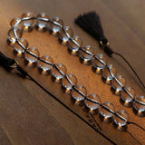 Lunar Drift – White Quartz & Smoky Quartz Open - Ended Tassel Necklace - floysun