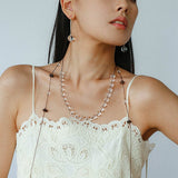 Lunar Drift – White Quartz & Smoky Quartz Open - Ended Tassel Necklace - floysun