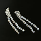 Lunar Glow Long Pearl Earrings - floysun