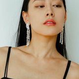 Lunar Glow Long Pearl Earrings - floysun