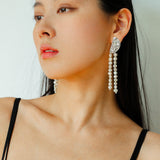 Lunar Glow Long Pearl Earrings - floysun