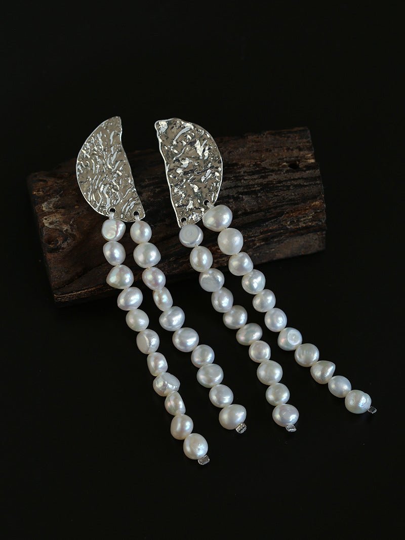 Lunar Glow Long Pearl Earrings - floysun
