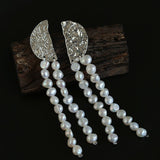 Lunar Glow Long Pearl Earrings - floysun