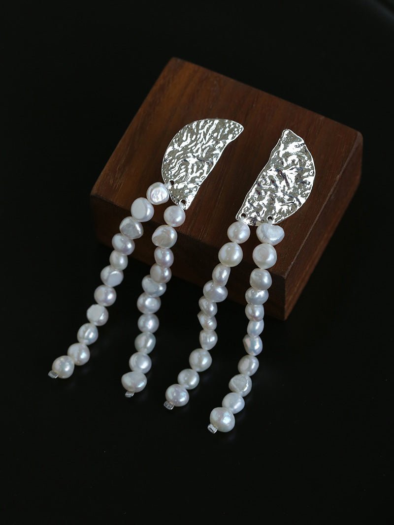 Lunar Glow Long Pearl Earrings - floysun