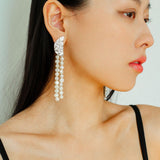 Lunar Glow Long Pearl Earrings - floysun