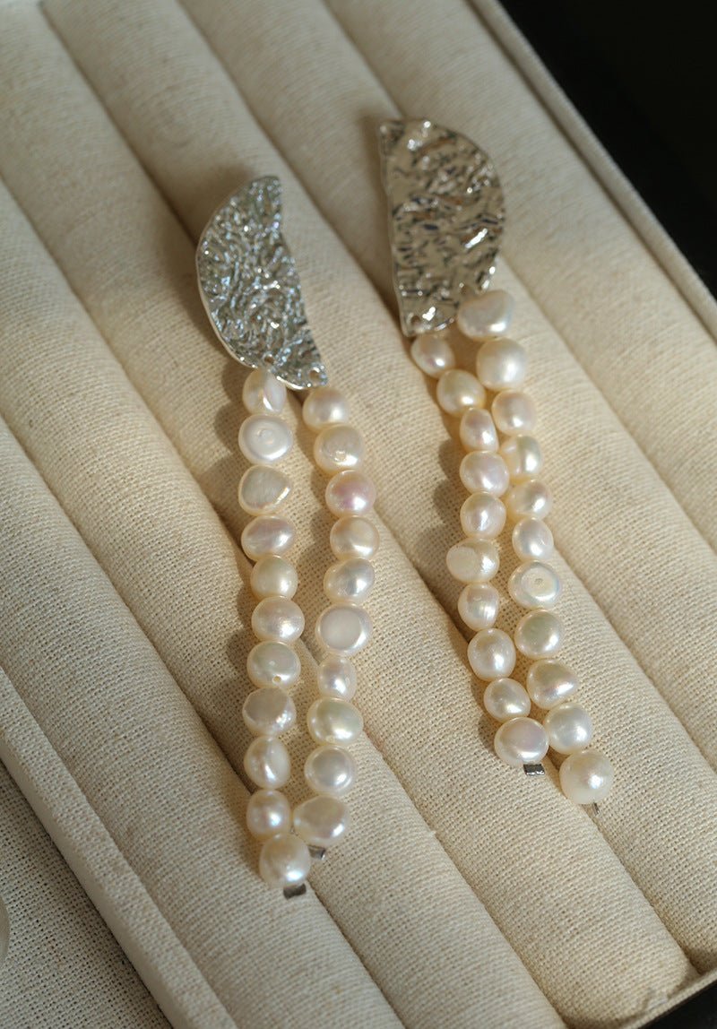 Lunar Glow Long Pearl Earrings - floysun