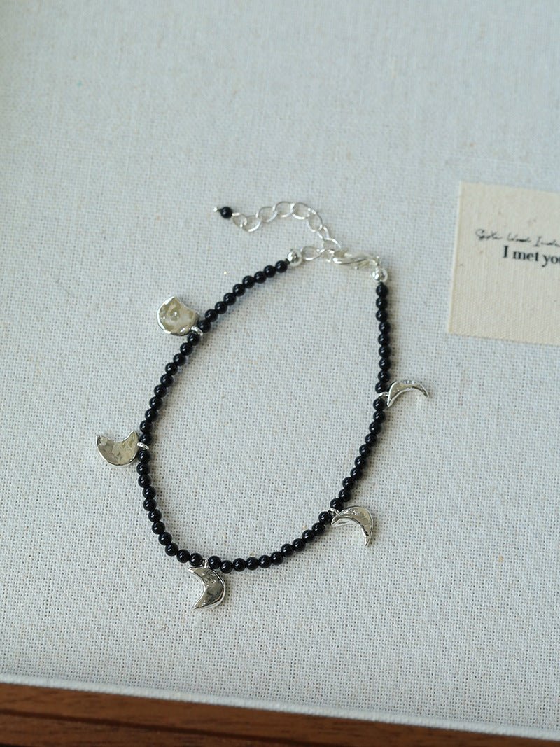 Lunar Phases Black Onyx Beaded Bracelet - floysun