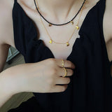 Lunar Phases Black Onyx Beaded Necklace - floysun