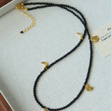 Lunar Phases Black Onyx Beaded Necklace - floysun
