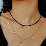 Lunar Phases Black Onyx Beaded Necklace - floysun