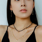 Lunar Phases Black Onyx Beaded Necklace - floysun