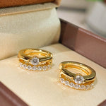 Luxe Double Row Diamond Huggie Earrings - floysun