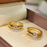 Luxe Double Row Diamond Huggie Earrings - floysun