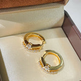 Luxe Double Row Diamond Huggie Earrings - floysun