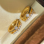 Luxe Double Row Diamond Huggie Earrings - floysun