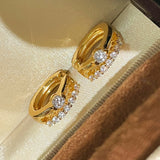 Luxe Double Row Diamond Huggie Earrings - floysun