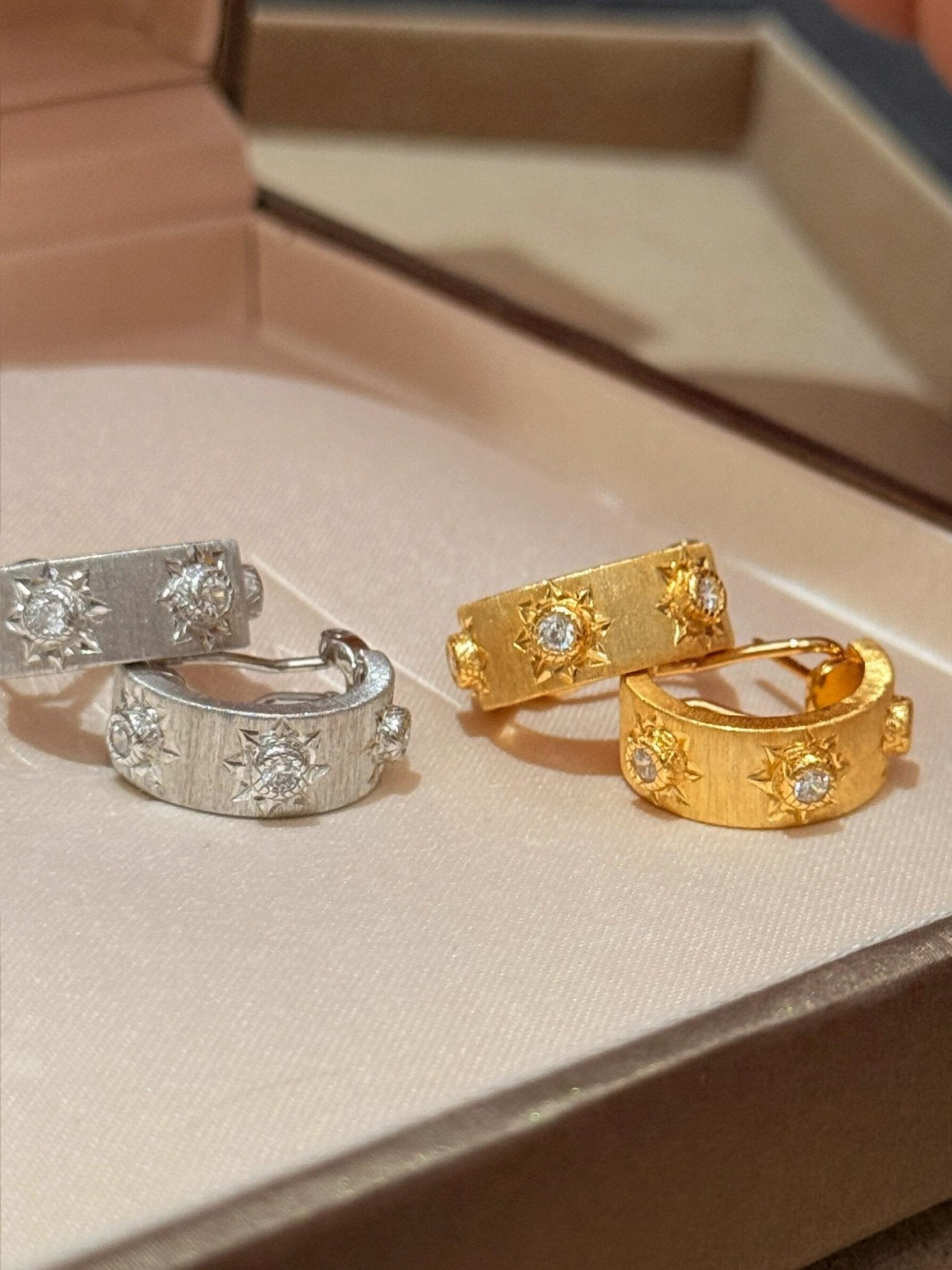 Luxurious Brushed Satin Finish Hoop Earrings - floysun