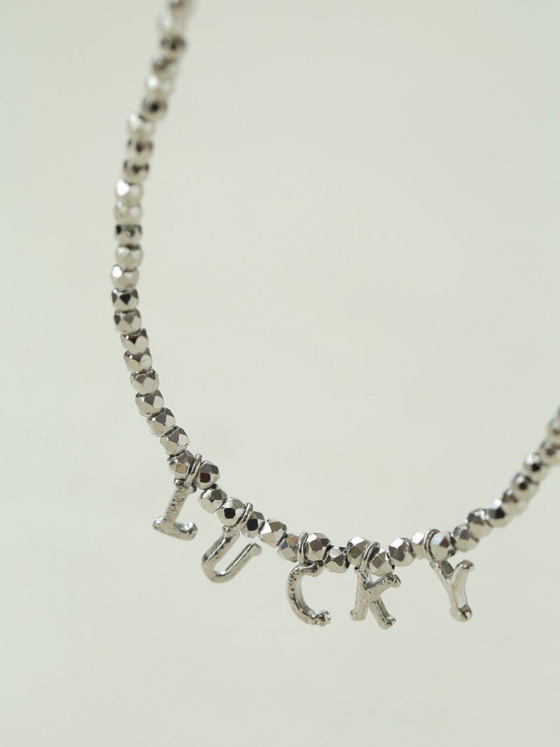 Luxurious Shiny Passepartout Lucky Letter Pendant Choker Necklace - floysun