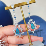 Luxury Craftsmanship Paraiba Drop Pearl Threader Earrings - floysun