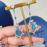 Luxury Craftsmanship Paraiba Drop Pearl Threader Earrings - floysun